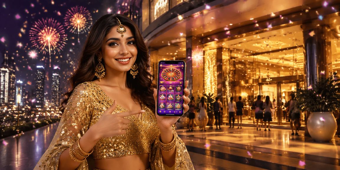 Indian woman celebrating with festive clothing