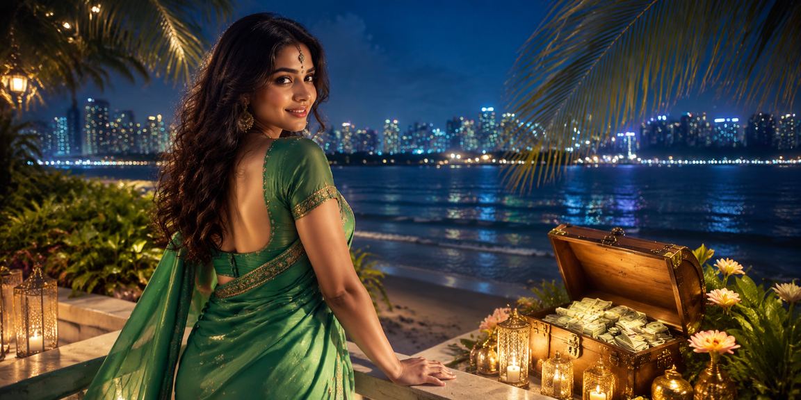 Indian city night with festive lights